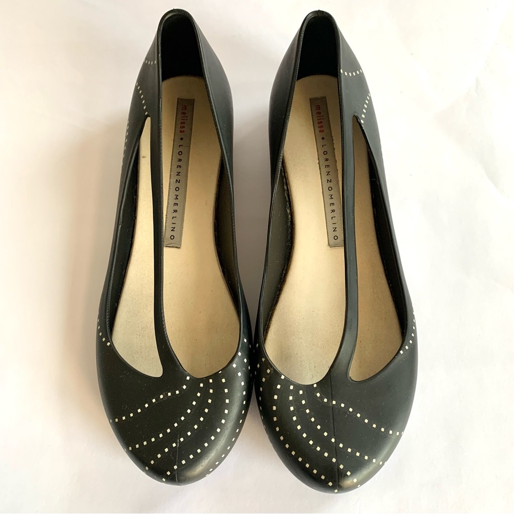 MELISSA + LORENZO MERLINO LTD EDITION BLACK/CREAM BALLET FLATS RARE! EUC Sz 8
